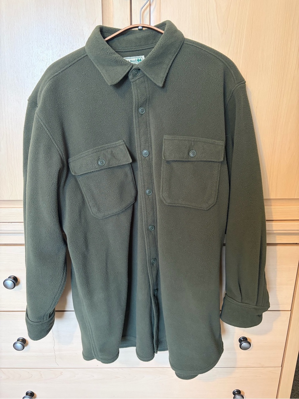 L.L. Bean Olive Green Fleece Shirt Jacket